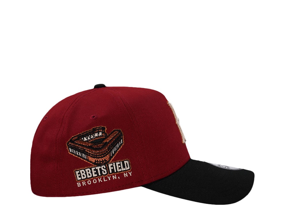 New Era Brooklyn Dodgers Ebbets Field Maroon Two Tone Edition 9Forty A Frame Snapback Gorra