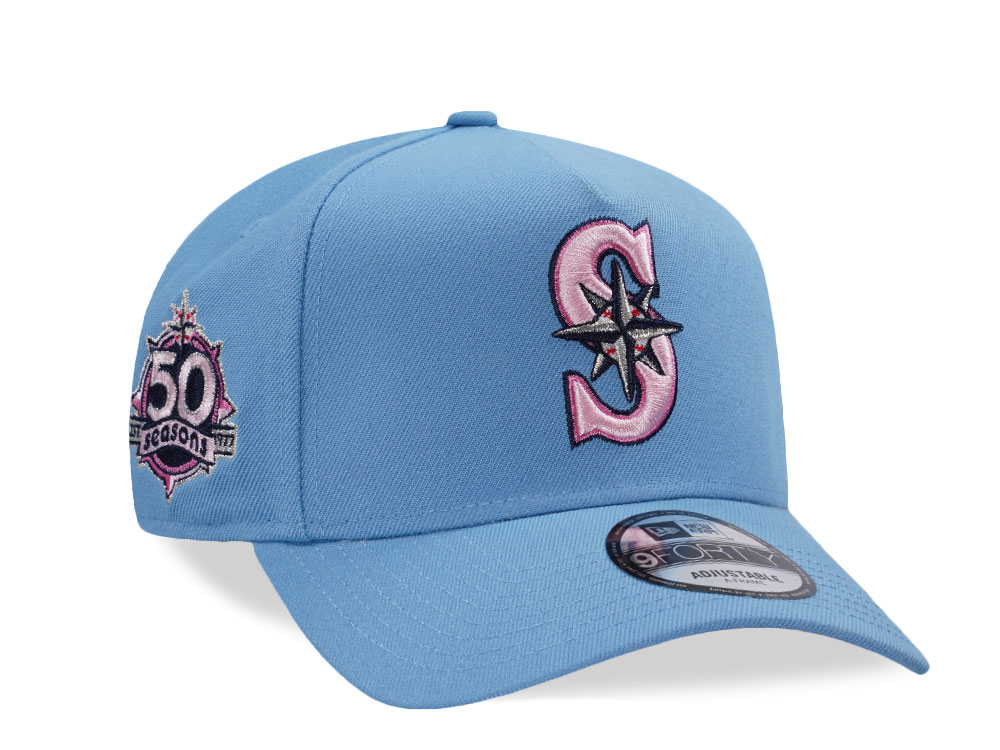 New Era Seattle Mariners 50 Seasons Sky Pink Prime Edition 9Forty A Frame Snapback Gorra