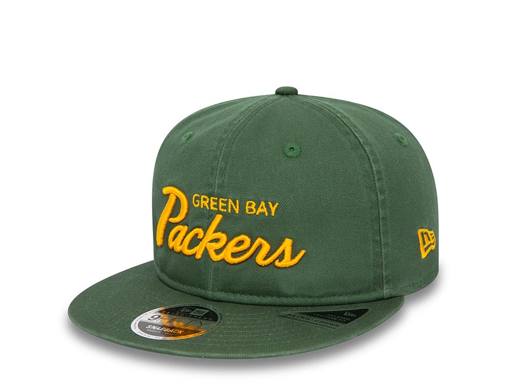 New Era Green Bay Packers Retro Dark Green 9Fifty Retro Crown Snapback Gorra
