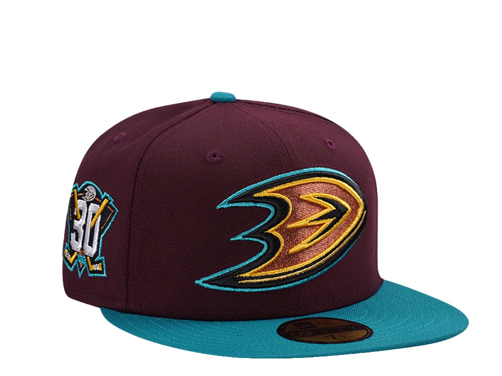 New Era Anaheim Ducks 30th Anniversary Maroon Two Tone Edition 59Fifty Fitted Gorra