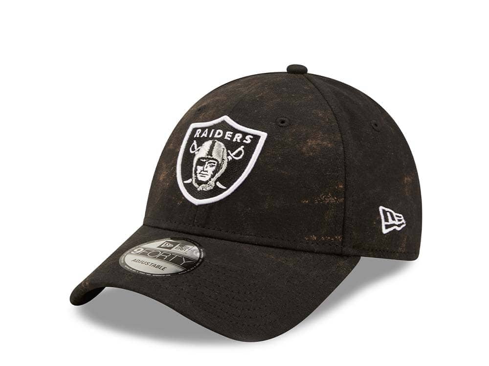 New Era Las Vegas Raiders Washed Pack Black Adjustable 9Forty Strapback Gorra