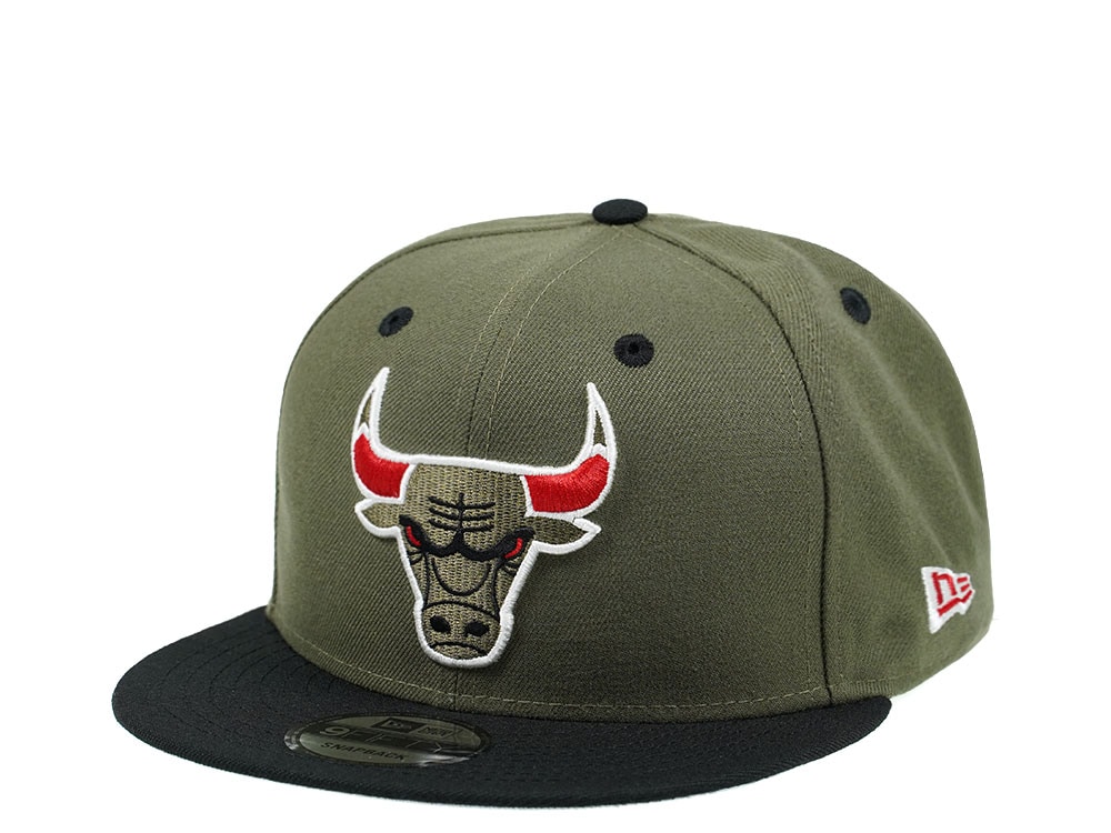 New Era Chicago Bulls Olive Red Horn Edition 9Fifty Snapback Gorra
