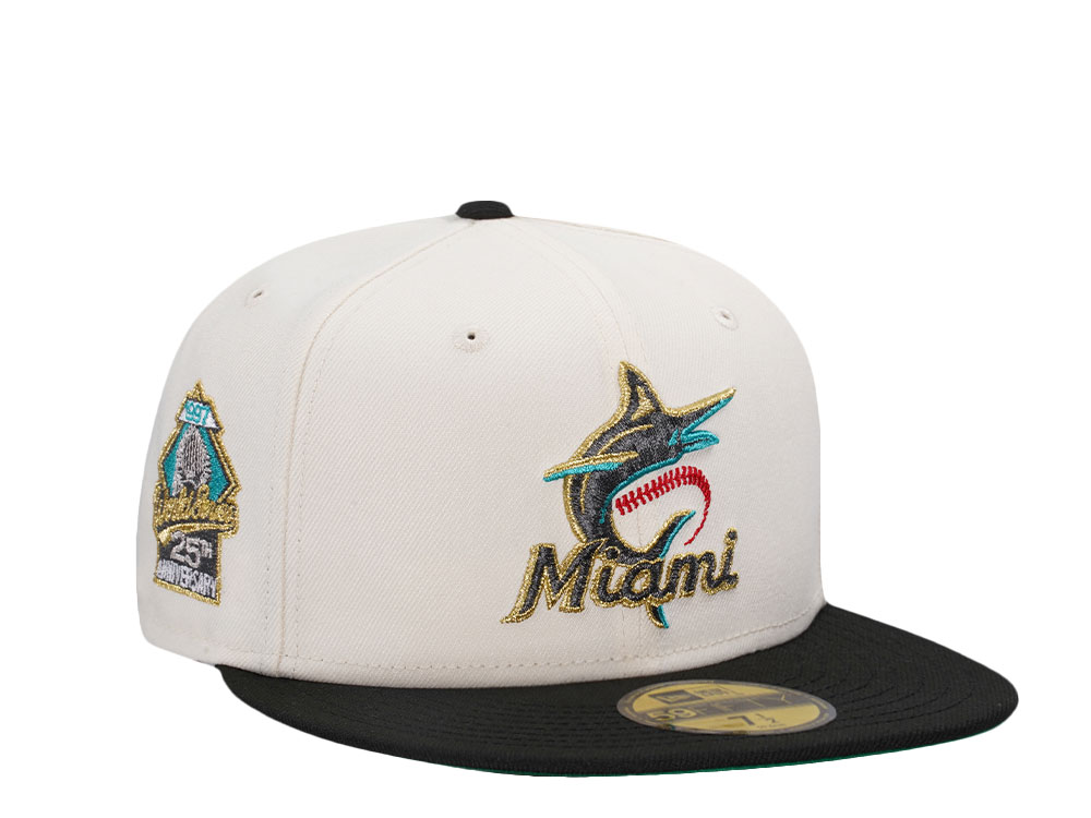 New Era Miami Marlins 25th Anniversary Chrome Gold Two Tone Edition 59Fifty Fitted Gorra