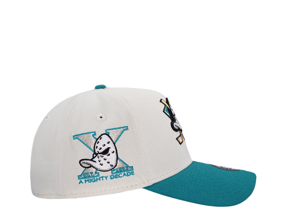 New Era Anaheim Ducks 10th Anniversary Chrome Aqua Two Tone Edition 9Forty A Frame Snapback Gorra