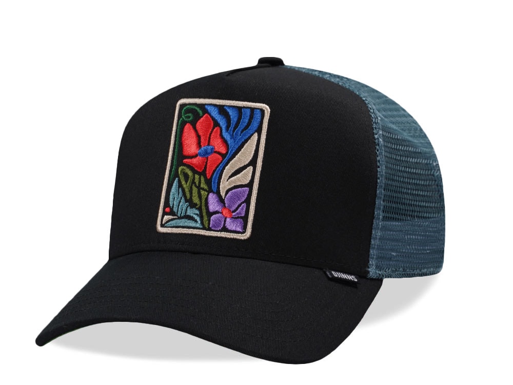 Djinns Flowers Black Trucker Snapback Gorra