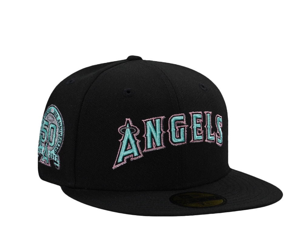 New Era Anaheim Angels 50th Anniversary Mint Black Prime Edition 59Fifty Fitted Gorra