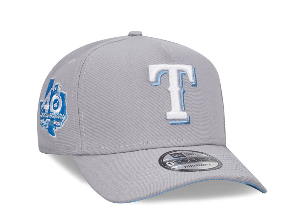 New Era Texas Rangers 40th Anniversary Gray Blue Edition 9Forty A Frame Snapback Gorra