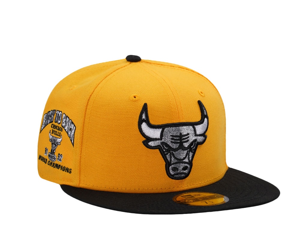New Era Chicago Bulls Back To Back World Champions Yellow Two Tone Edition 59Fifty Fitted Gorra