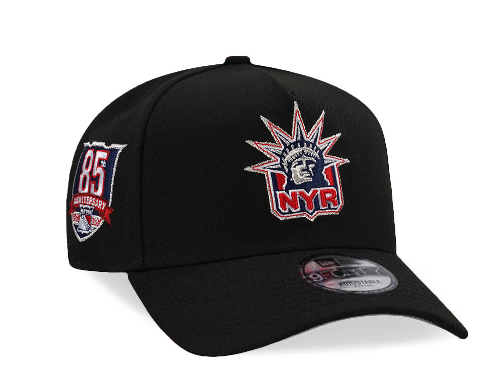 New Era New York Rangers 85th Anniversary Black Prime Edition 9Forty A Frame Snapback Gorra