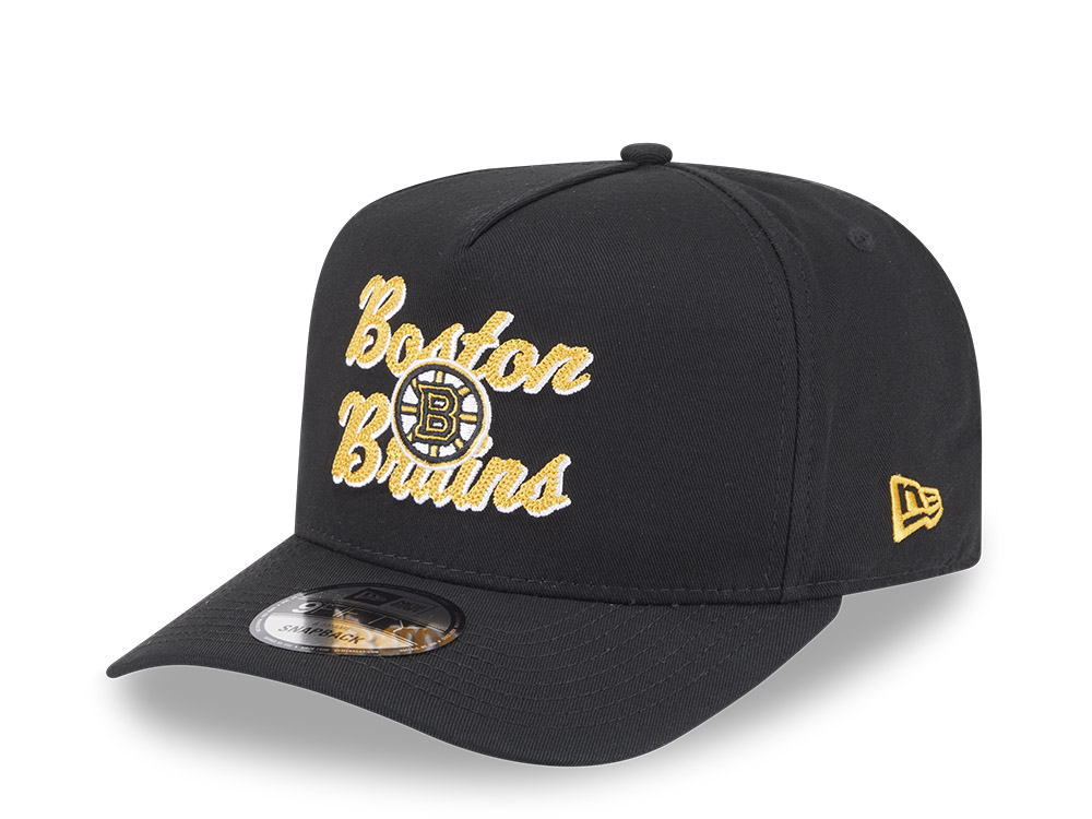 New Era Boston Bruins Chainstitch Black 9Fifty A Frame Snapback Gorra