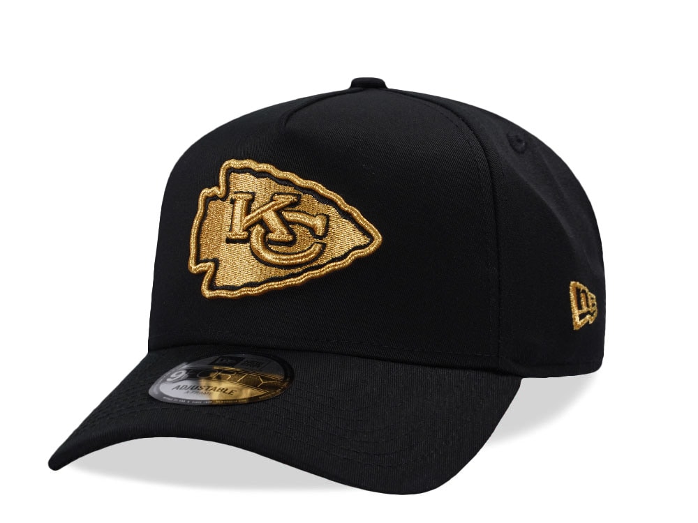 New Era Kansas City Chiefs Black Gold Edition 9Forty A Frame Snapback Gorra