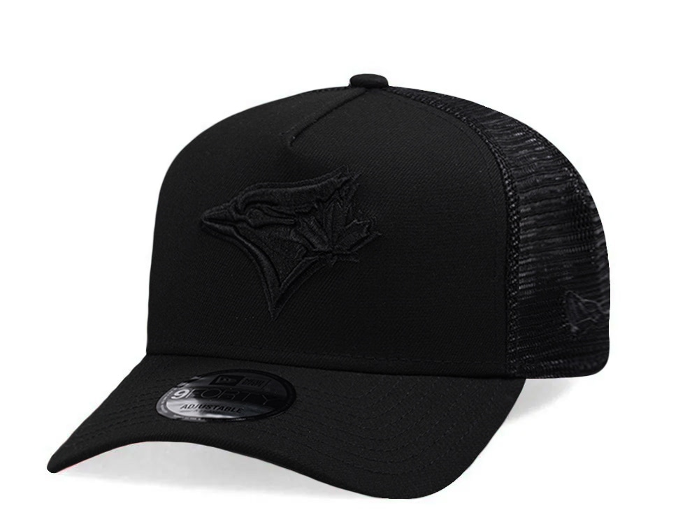 New Era Toronto Blue Jays Black On Black Edition 9Forty A Frame Trucker Snapback Gorra