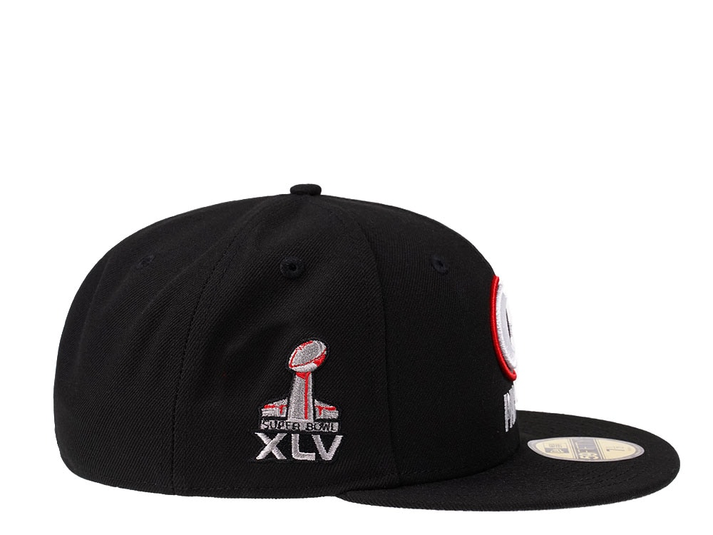 New Era Green Bay Packers Super Bowl XLV Black Crimson Collection 59Fifty Fitted Gorra