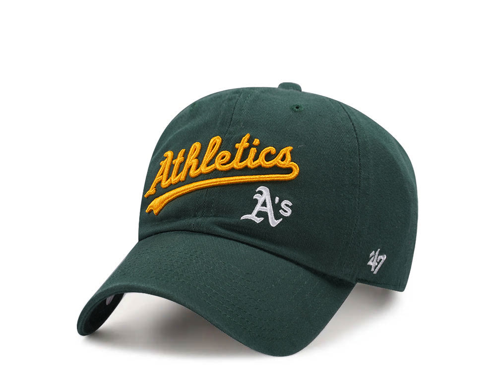 47Brand Oakland Athletics Dark Green Script Clean Up Strapback Gorra