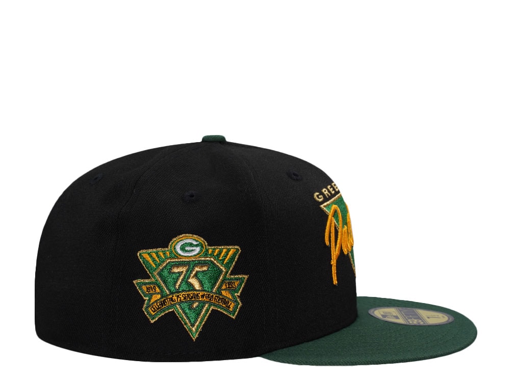 New Era Green Bay Packers 75th Anniversary Black Two Tone Edition 59Fifty Fitted Gorra