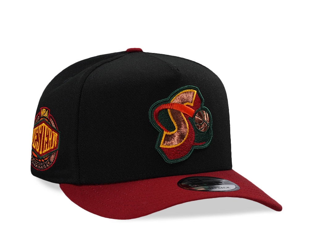 New Era Seattle Supersonics NBA Western Conference Black Two Tone Edition 9Fifty A Frame Snapback Gorra