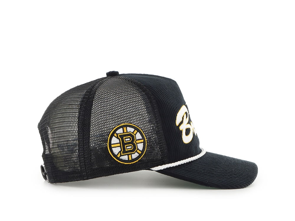 47Brand Boston Bruins Black Double Header Edition Trucker Hitch Snapback Gorra