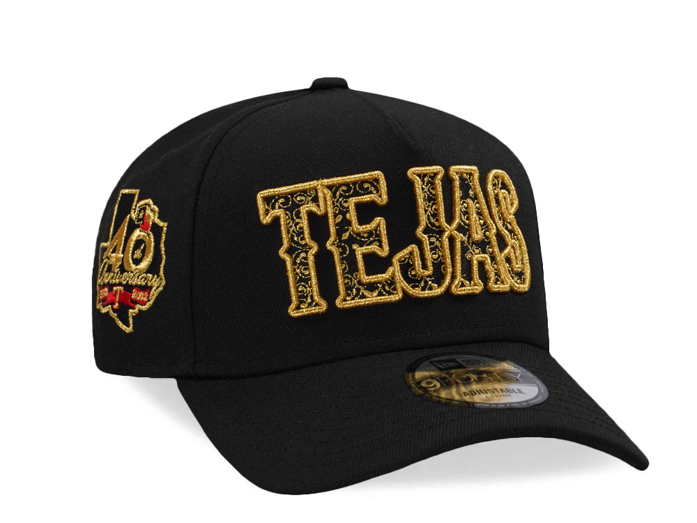 New Era Texas Rangers 40th Anniversary Metallic Black Prime Edition 9Forty A Frame Snapback Gorra