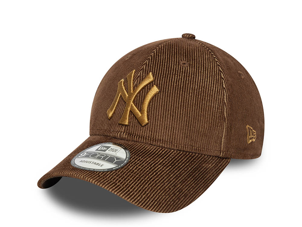 New Era New York Yankees Cord Walnut 9Forty Strapback Gorra