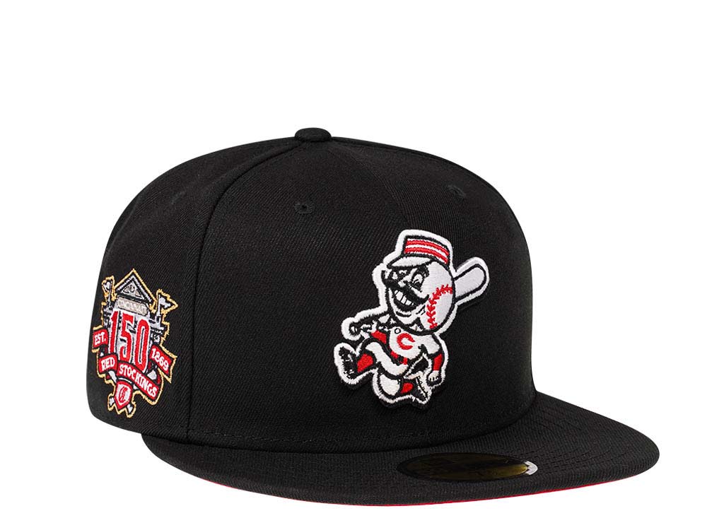 New Era Cincinnati Reds 150th Anniversary Black and Red Prime Edition 59Fifty Fitted Gorra