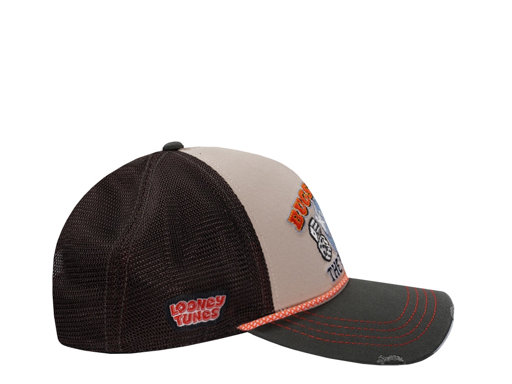 Capslab Looney Tunes Bugs Bunny Distressed Brown Trucker Snapback Gorra