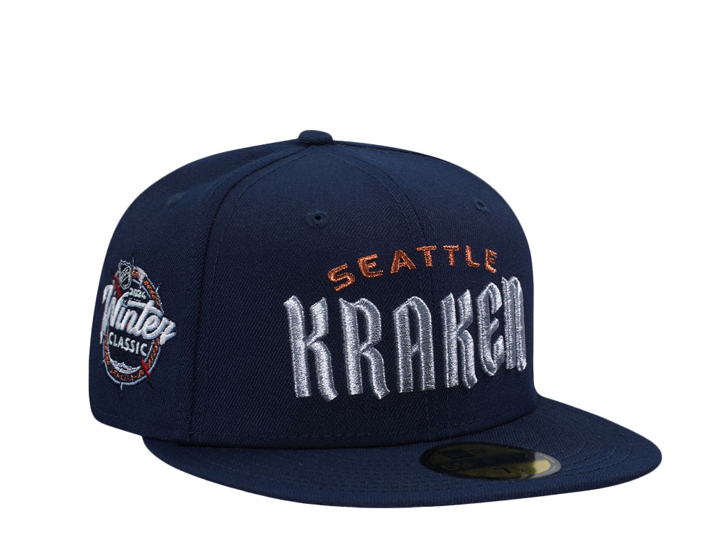 New Era Seattle Kraken Winter Classic 2024 Oceanblue Metallic Edition 59Fifty Fitted Gorra