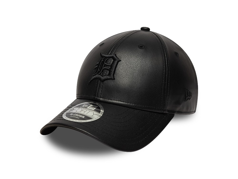 New Era Detroit Tigers Black PU Leather Edition 9Forty M Crown Snapback Gorra