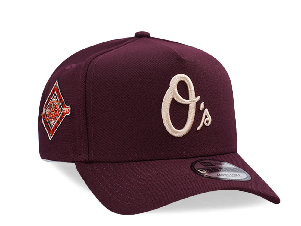 New Era Baltimore Orioles 25th Anniversary Maroon Prime Edition 9Forty A Frame Snapback Gorra