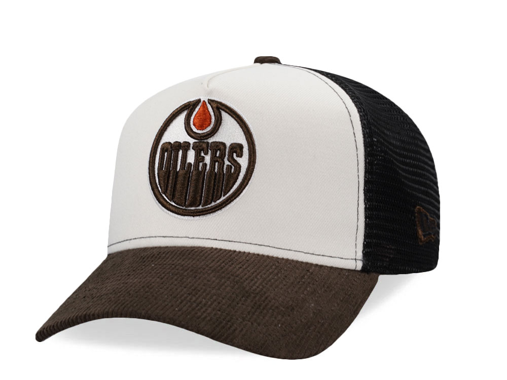 New Era Edmonton Oilers Creme Two Tone Edition 9Forty A Frame Trucker Snapback Gorra