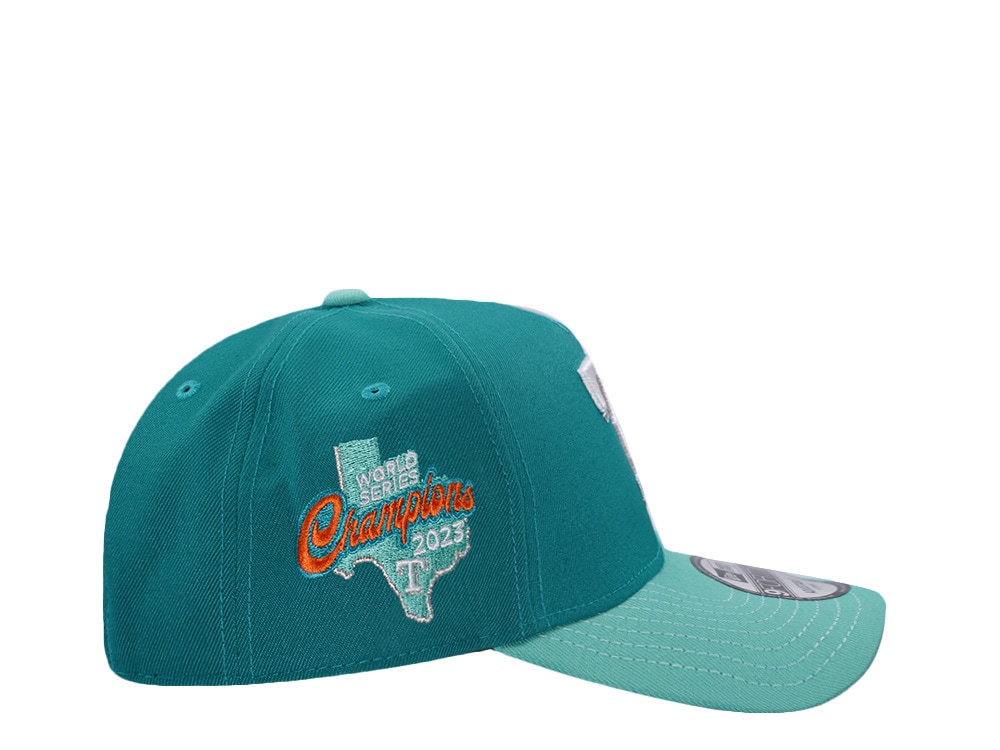 New Era Texas Rangers World Series Champions 2023 Mint Two Tone Edition 9Forty A Frame Snapback Gorra