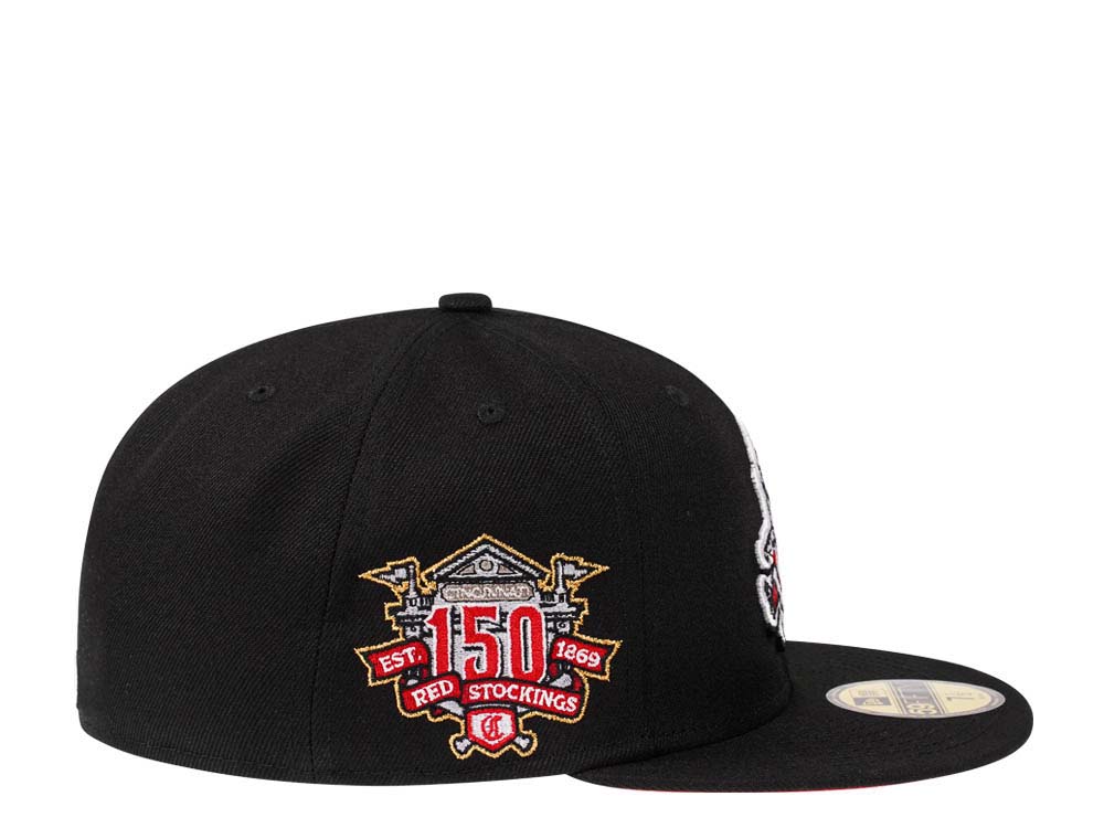 New Era Cincinnati Reds 150th Anniversary Black and Red Prime Edition 59Fifty Fitted Gorra