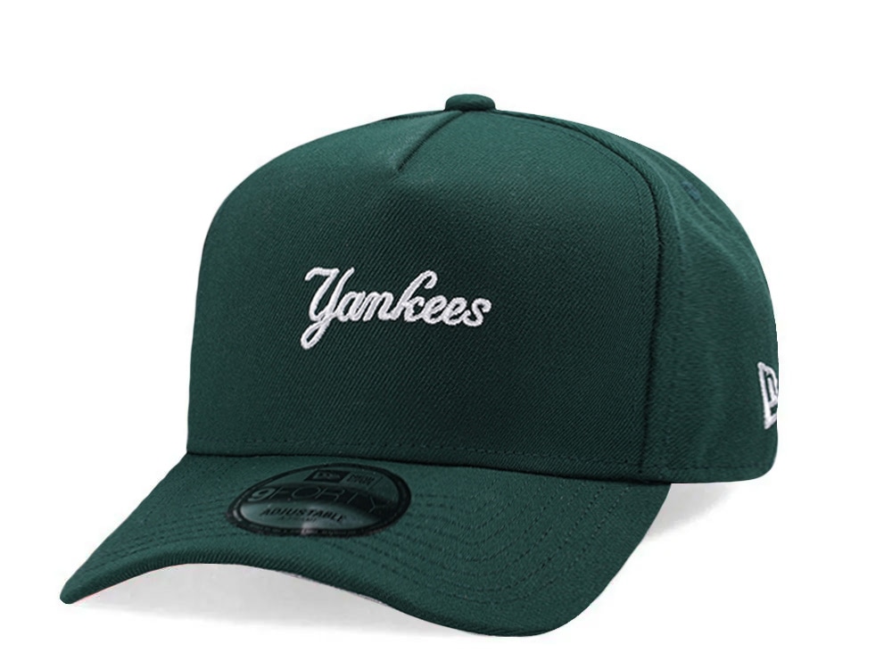 New Era New York Yankees Micro Script Dark Green Prime Edition 9Forty A Frame Snapback Gorra