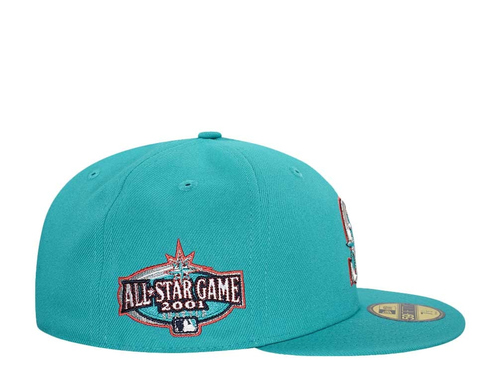 New Era Seattle Mariners All Star Game 2001 Teal Pink Edition 59Fifty Fitted Gorra