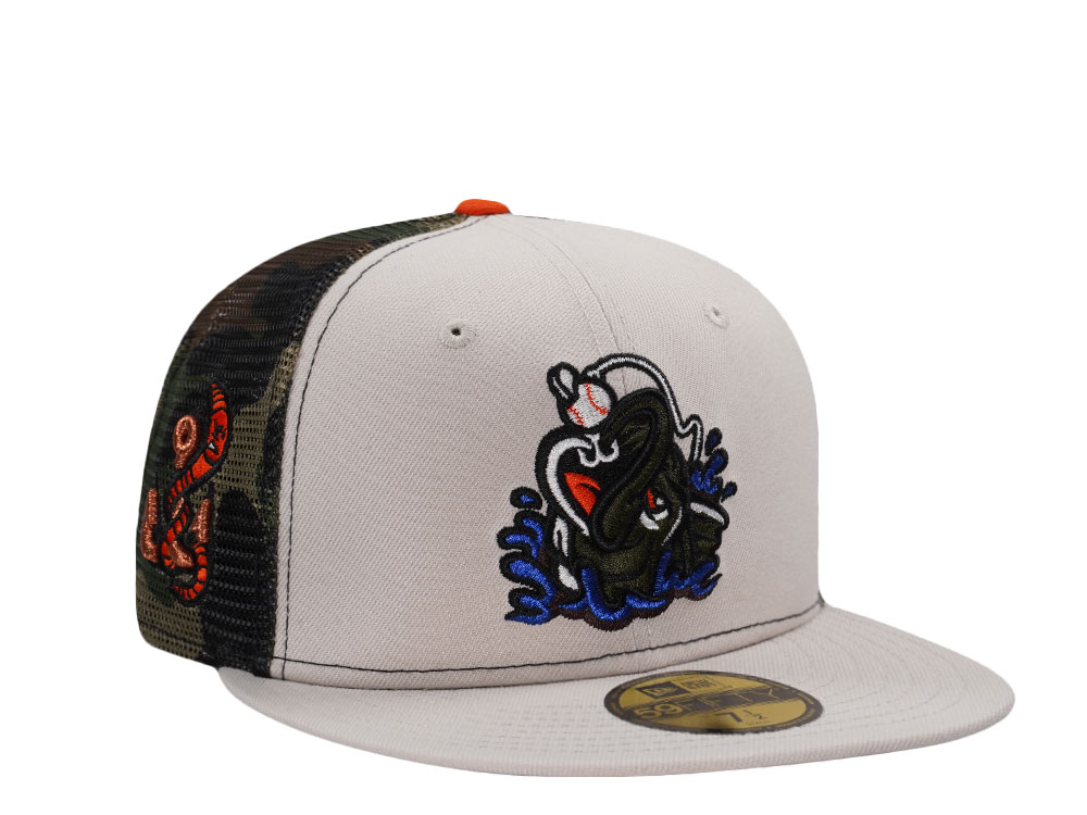 New Era Gwinnett Stripers Camouflage Mesh Edition 59Fifty Trucker Fitted Gorra