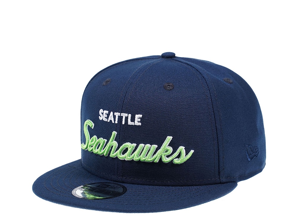 New Era Seattle Seahawks Navy Script Edition 9Fifty Snapback Gorra