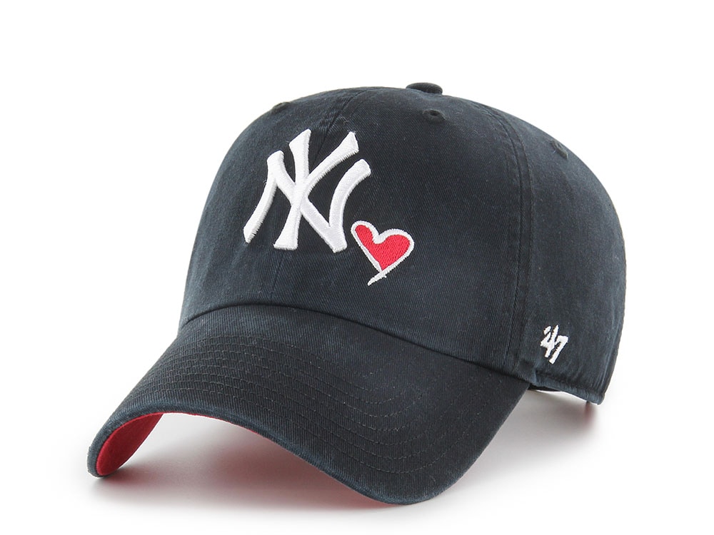 47 Brand New York Yankees Heart Icon Navy Clean Up Strapback Gorra