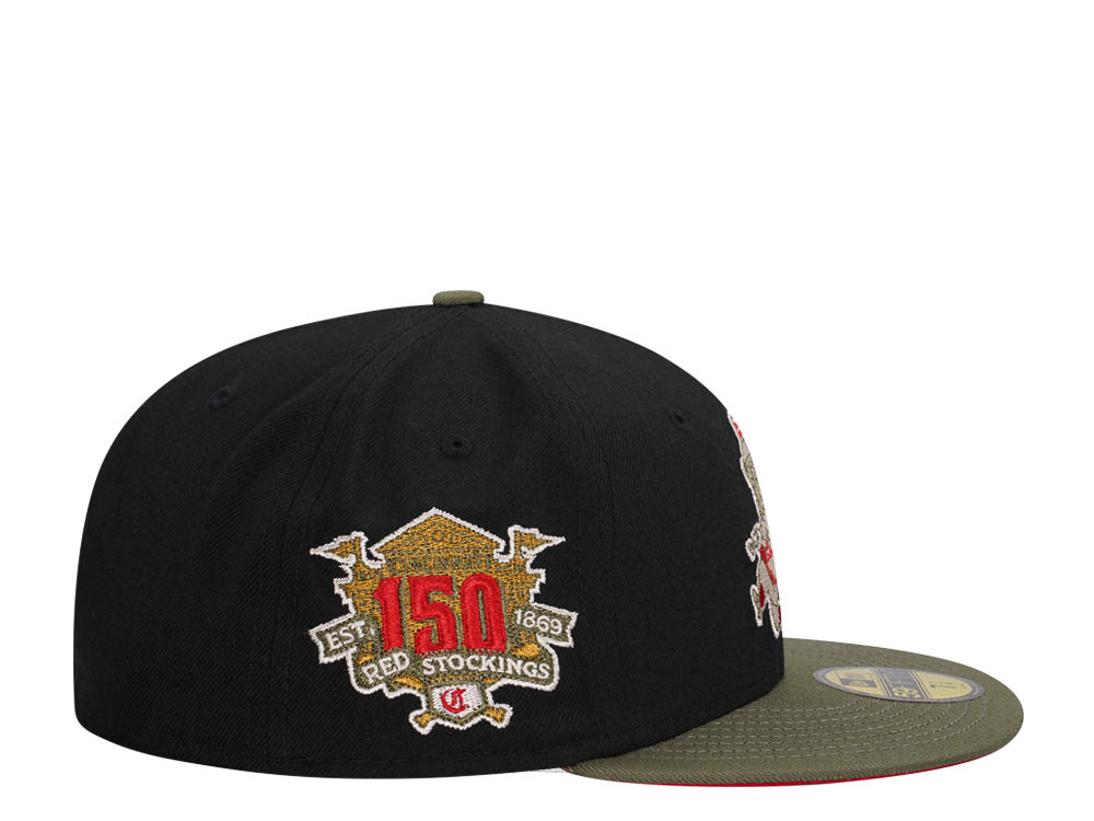 New Era Cincinnati Reds 150th Anniversary Black Olive Two Tone Edition 59Fifty Fitted Gorra