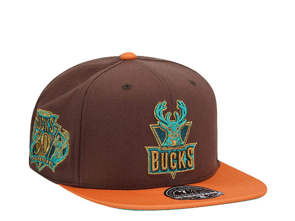 Mitchell & Ness Milwaukee Bucks 30th Anniversary Copper Top Hardwood Classic Dynasty Fitted Gorra