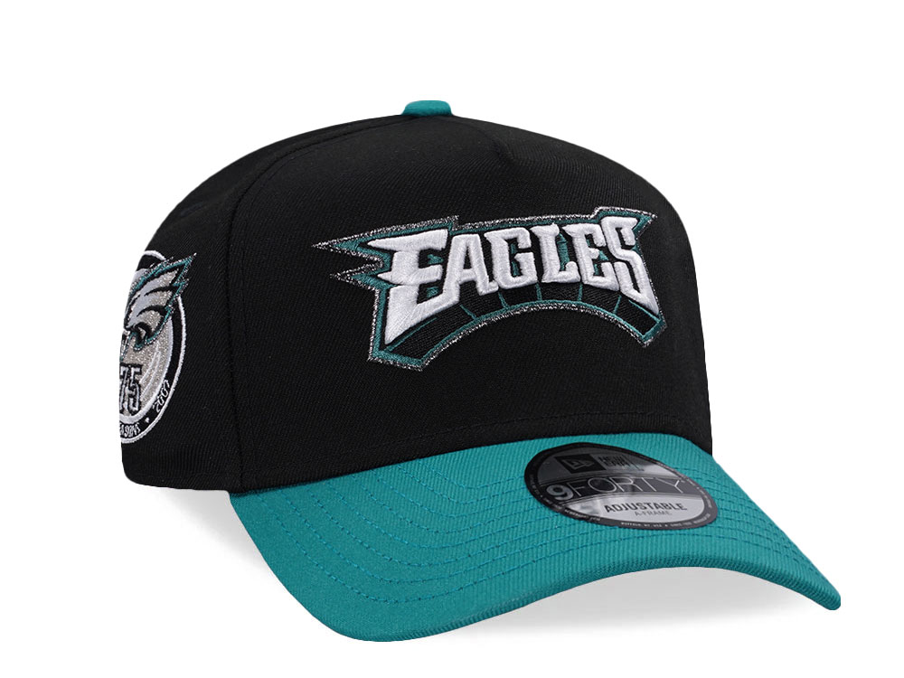 New Era Philadelphia Eagles 75th Anniversary Black Two Tone Edition 9Forty A Frame Snapback Gorra