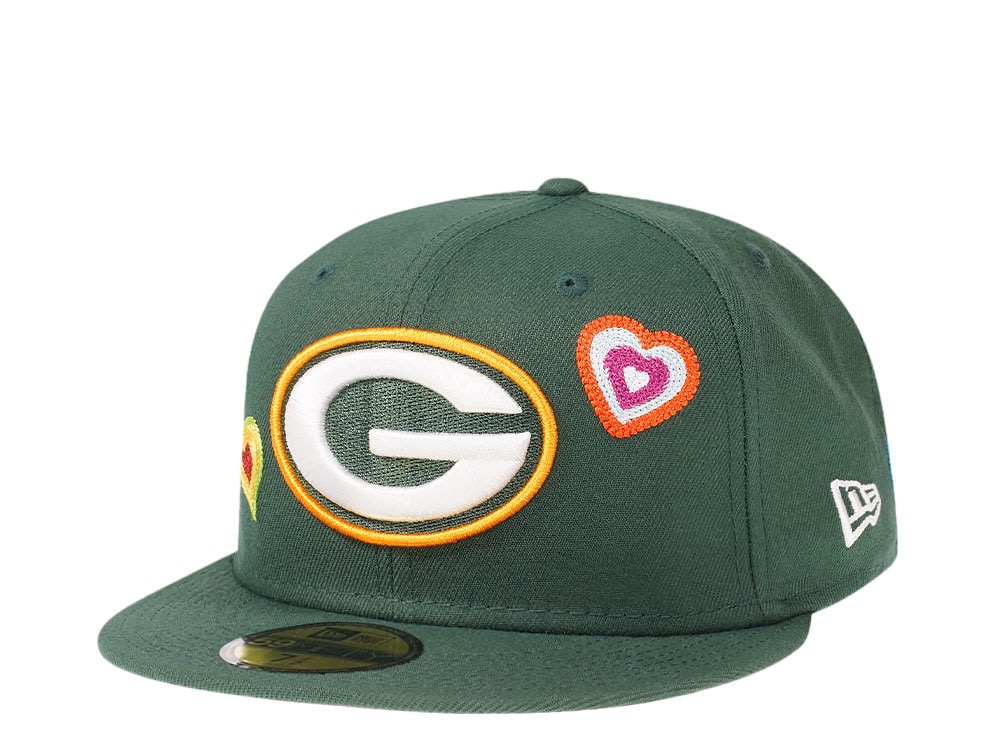 New Era Green Bay Packers Green Chainstitchheart Edition 59Fifty Fitted Gorra