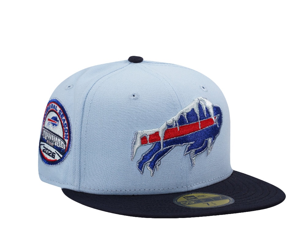 New Era Buffalo Bills Inaugural Season Metallic Glacier Blue Two Tone Edition 59Fifty Fitted Gorra