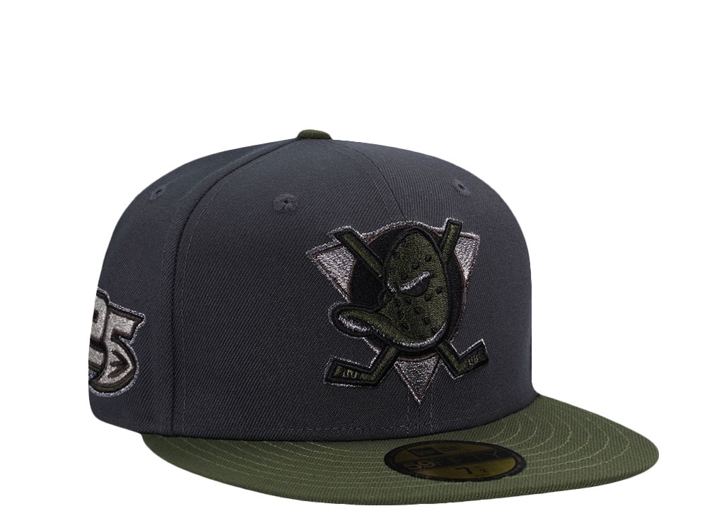 New Era Anaheim Ducks 25th Anniversary Hunter Green Two Tone Edition 59Fifty Fitted Gorra