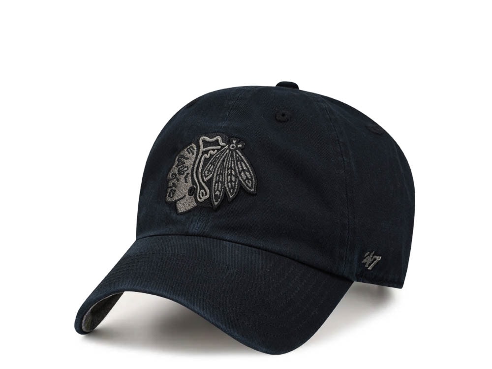 47Brand Chicago Blackhawks Black Ballpark Camo Clean Up Strapback Gorra