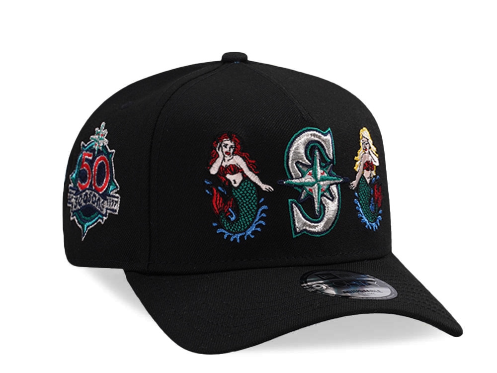 New Era Seattle Mariners 50th Anniversary Mermaid Black Prime Edition 9Forty A Frame Snapback Gorra
