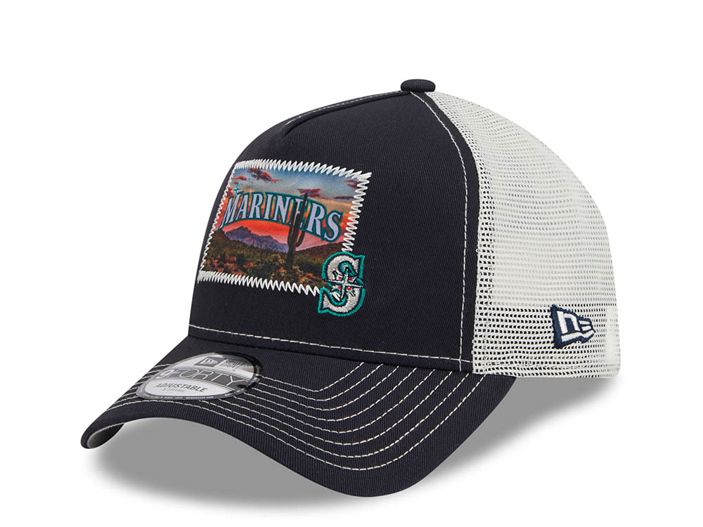 New Era Seattle Mariners M Patch Black 9Forty A Frame Trucker Snapback Gorra