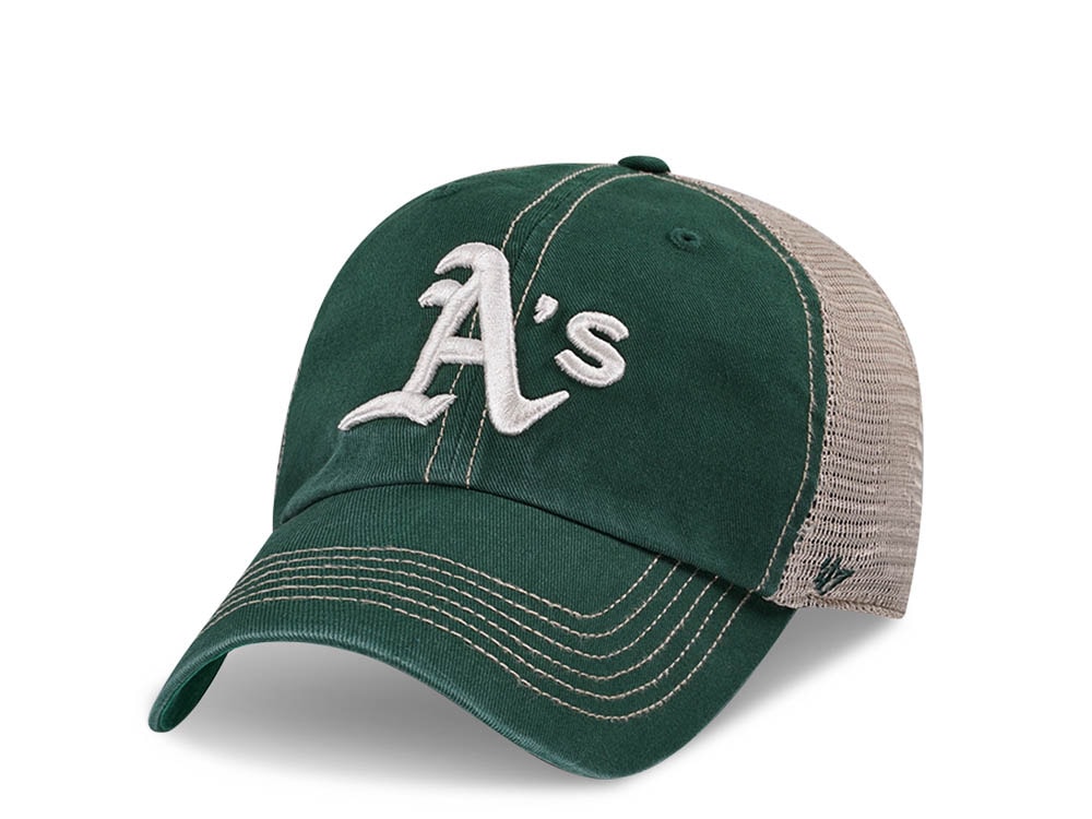 47Brand Oakland Athletics Dark Green Trucker Clean Up Snapback Gorra