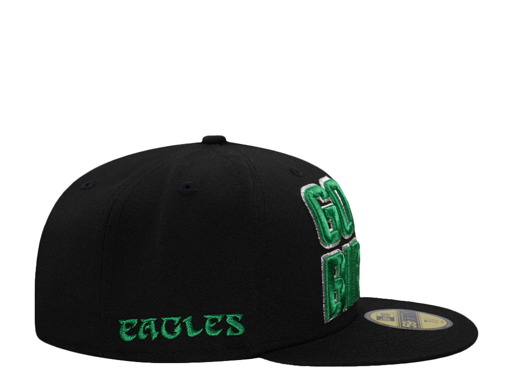 New Era Philadelphia Eagles GO EAGLES Black Throwback Edition 59Fifty Fitted Gorra