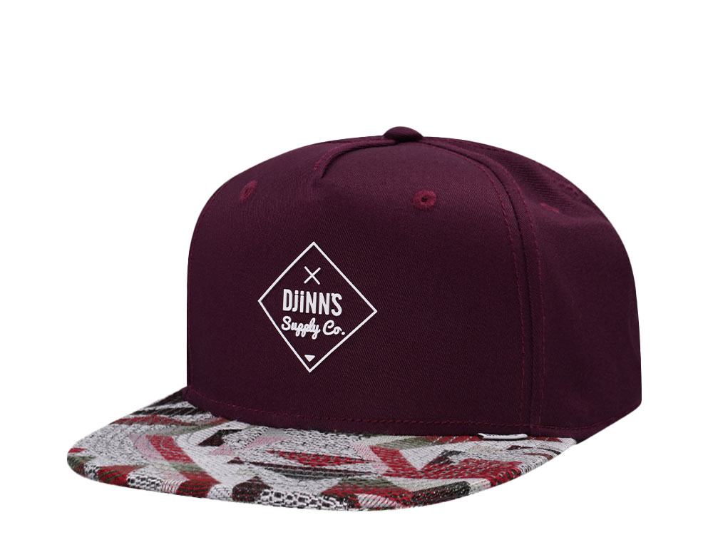 Djinns Rubber Aztec Wine 6 Panel Snapback Gorra