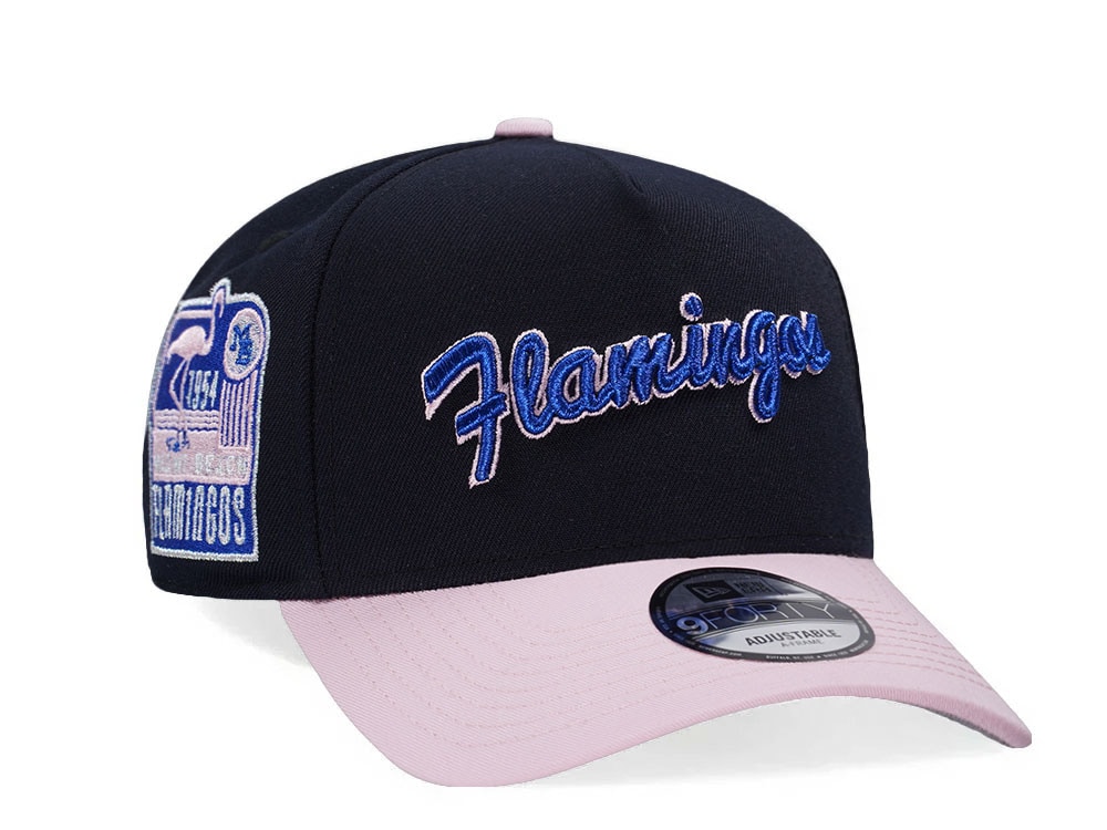 New Era Miami Beach Flamingos 1954 Navy Pink Two Tone 9Forty A Frame Snapback Gorra