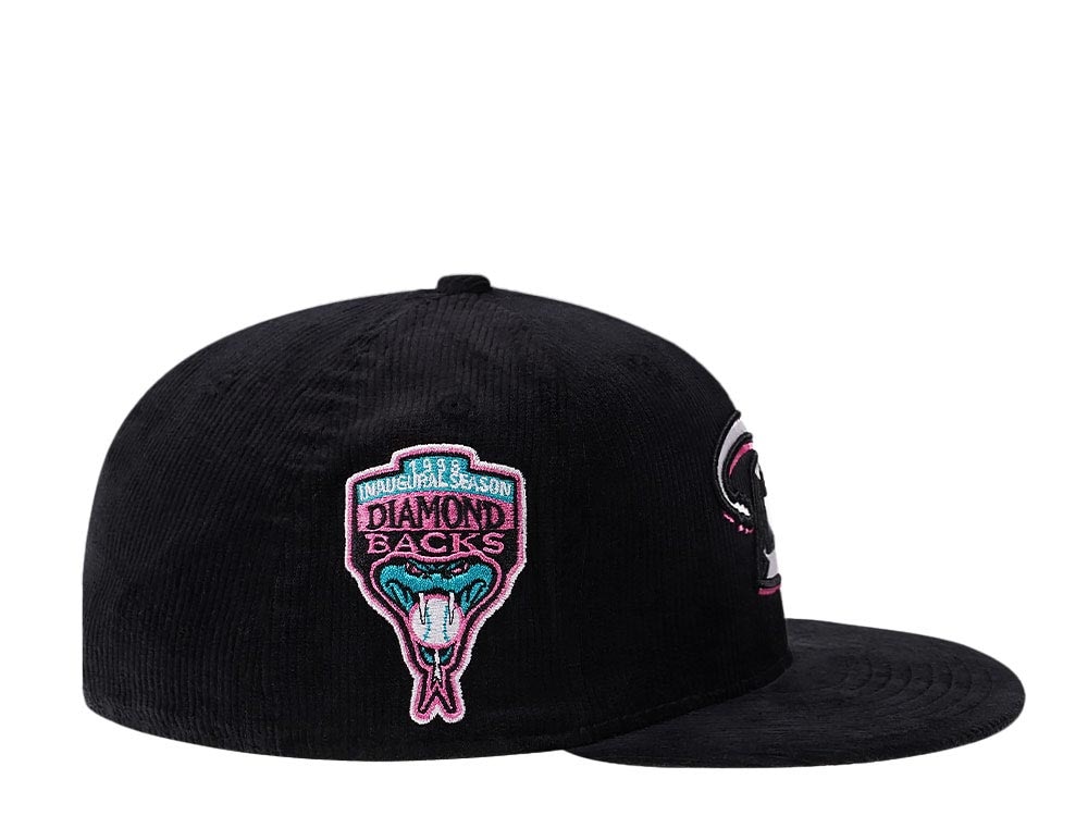 New Era Arizona Diamondbacks 1998 Inaugural Season Black Pink Corduroy Prime Edition 59Fifty Fitted Gorra
